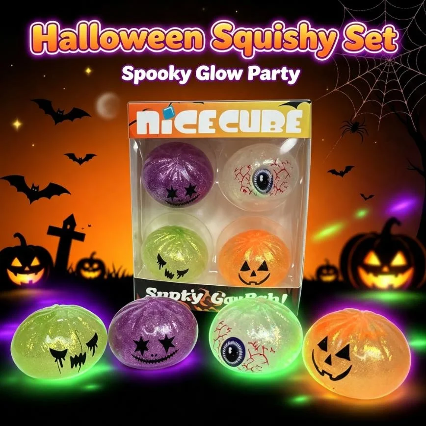 Schylling Needoh Halloween Limited Edition Mini Nice Ice Cube 4Pack Sensory Toy Maltose Anti Anxiety Stress Relief Autism Toy