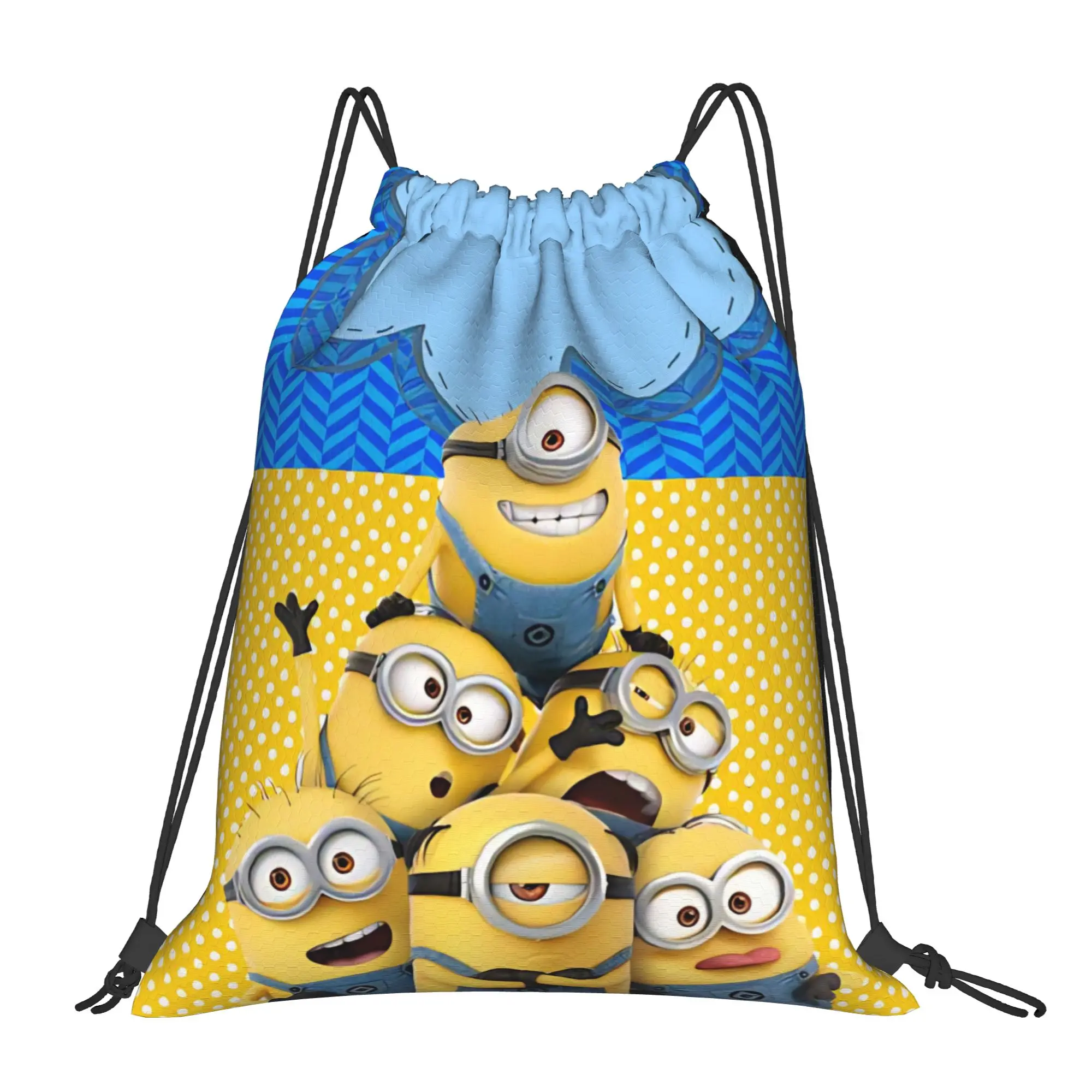 Cute Anime M-Minions-s Drawstring Backpack Gym Sports Sackpack Water Resistant  String Bag for Yoga