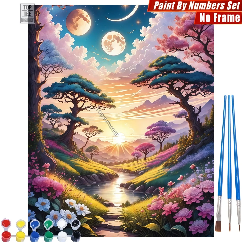 

Набор для рисования по номерам Moonlit Pine Valley DIY - Цветочная тропа у ручья, настенное искусство для гостиной, пасхальный подарок для друга