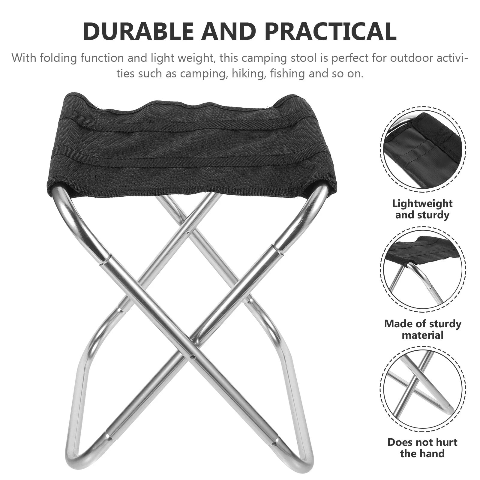

Portable Camping Folding Stool Lightweight Aluminum Alloy Frame Oxford Cloth Heavy Duty Compact for Outdoor Hiking Fishing