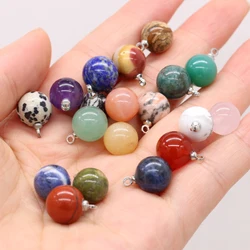 Charms 10pcs Natural Agates Pendant Round Ball Rose Quartz Green Aventurine Pendant for Making DIY Necklace Earrings Accessories