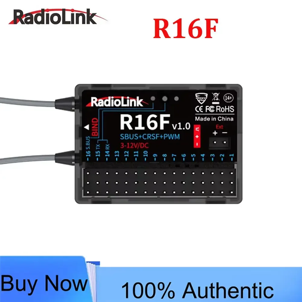 Radiolink R16F RC Receiver 16 Channle 2.4G Gyro Car Voltage Transmission Telemetry 600m Long Range RX for RC Car Boat Airplane