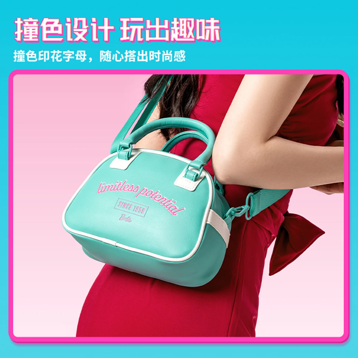 New Barbie Fashion 65th Anniversary Girls Handbag Anime Kawaii Women All-match Pu Messenger Shoulder Tote Pouch Birthday Gifts