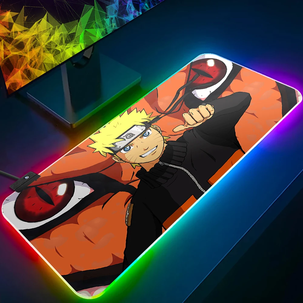 

Anime RGB Pc Gamer Keyboard Mouse Pad Mousepad LED Glowing Mouse Mats Rubber Gaming Computer uzumakis Mausepad