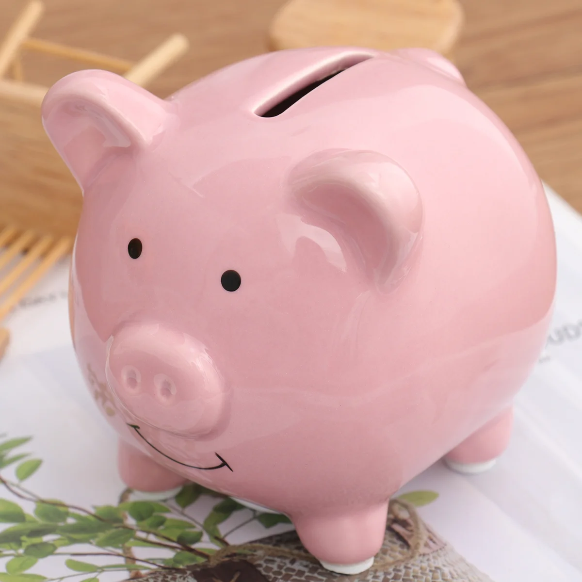 

Ceramic Piggy Bank Coin Bank Saving Pot Money Bank Birthday Christmas Gift Nursery Decor for Girls Boys (Pink)