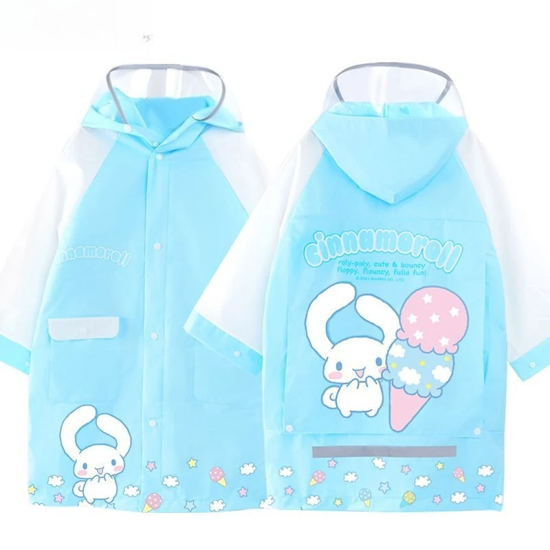 Sanrio Cinnamoroll Cartoon Rain Poncho Backpack Cover My Melody Heavy Rain Resistant Hangyodon HelloKitty Kuromi Kawaii Toys view 2