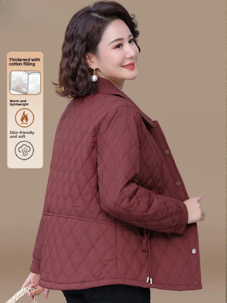 

Легкое хлопковое пальто с наполнителем для женщин среднего и старшего возраста, повседневная осенне-зимняя модная верхняя одежда