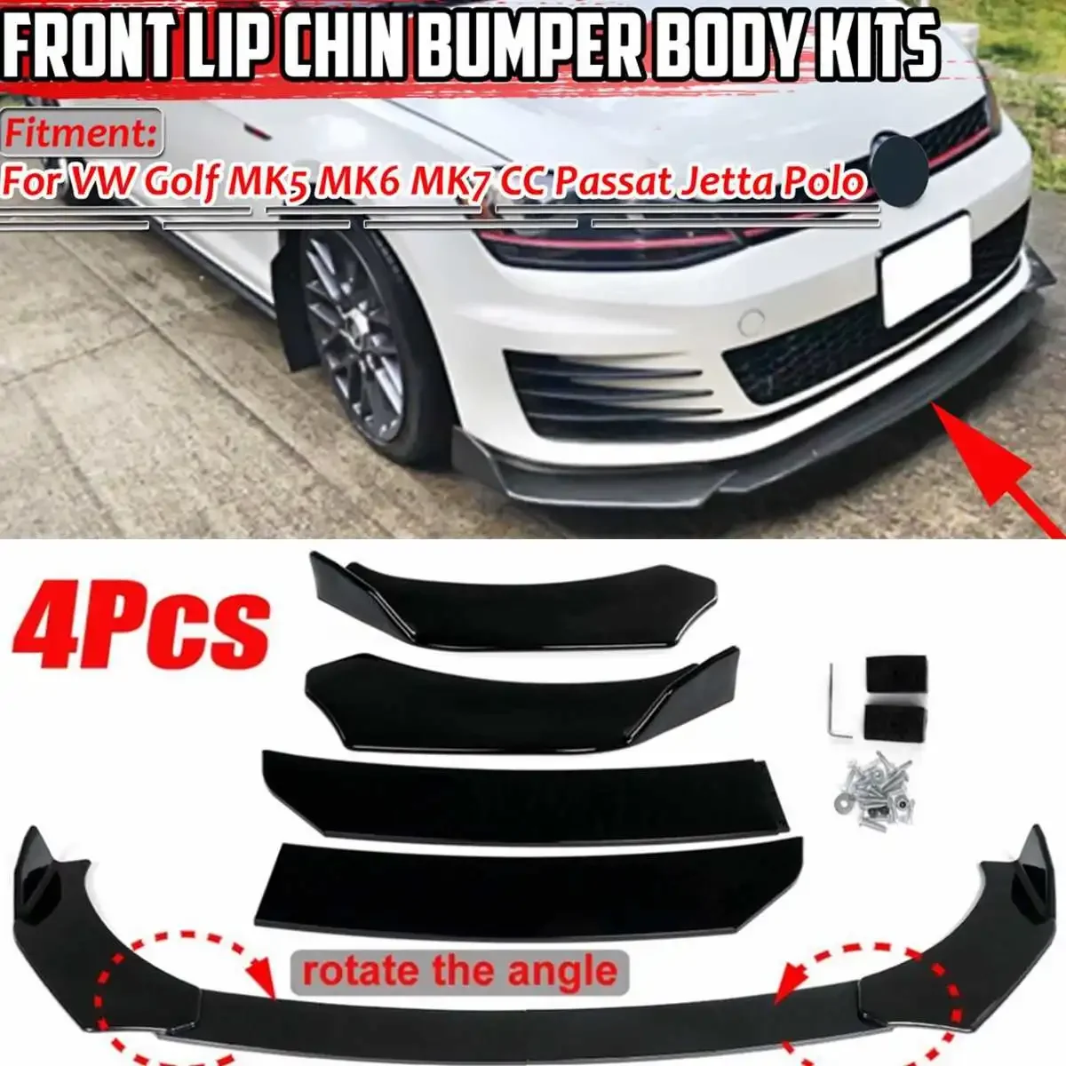 

Car Front Bumper Splitter Lip Spoiler Body Kit Bumper Diffuser Lips Universal For SEAT LEON FR 5F MK3 MK3.5 MK5 For Ibiza 6J 6L