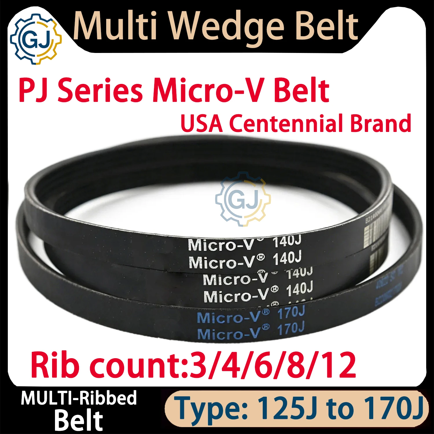 Rubber Multi Wedge Belt 125J 130J 140J 150J 160J 170J Micro-V Multi Wedge Belt Industrial Electrical Transmission Multi Groove