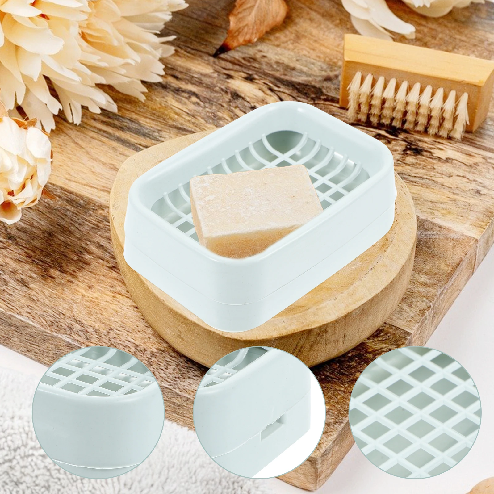 

Double Layer Soap Holder Pp -Friendly Lightweight Drain Soap Dish For Bathroom Kitchen Shower Use Supplies