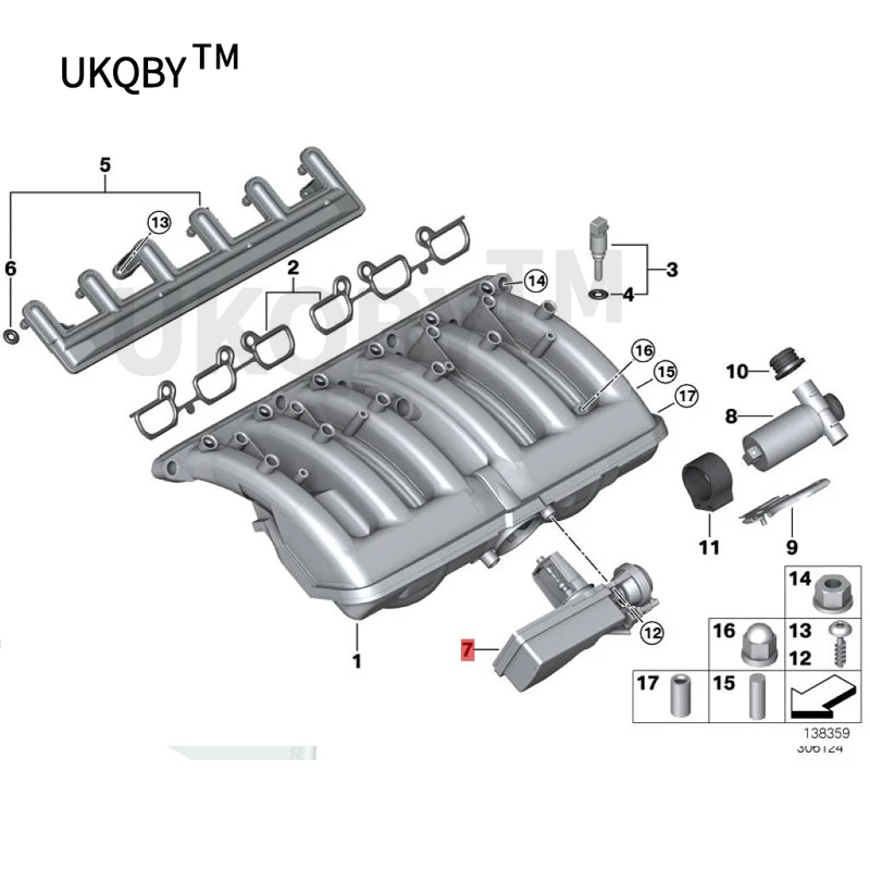 bm w5'E39 530i 330Ci 330i 330xi 325Ci M56 Air intake system Adjustment device engine 11617544805 1161 7544 805