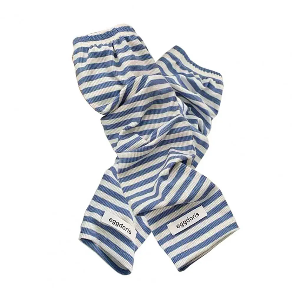 Punk Long Sleeves Fingerless Gloves Cuff for Women Men Stripe Hip-Hop Knitted Elbow Mittens Elastic  Arm