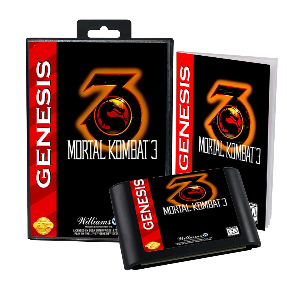 Mortal Kombat 3 USA Cover Game for SEGA MD Mega Drive Genesis Consoles Game Cartridge Box Manual