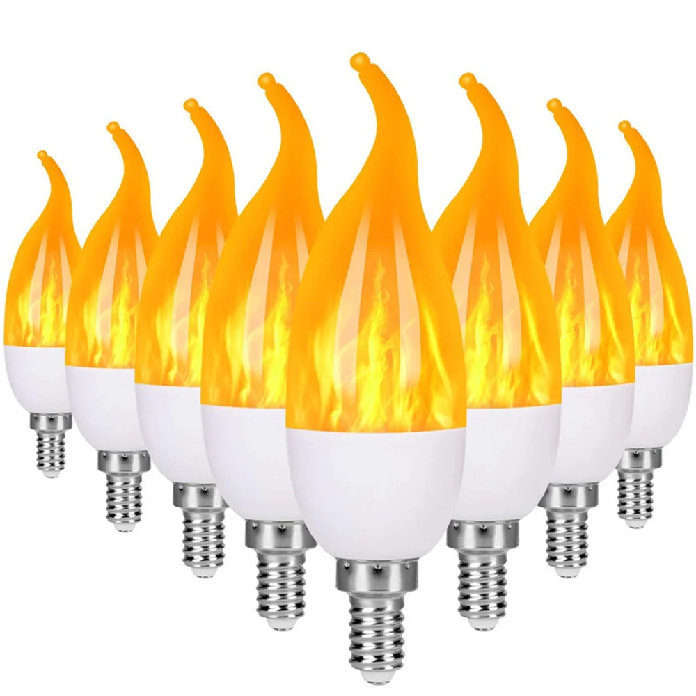 Fire Light Flame Effect lamp Bulbs Led Flame Flickering Corn Light E14 C35 3W C35L KTV Home living room Decoration 110V 220V
