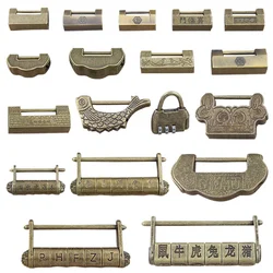 Antique lock chinese Retro Vintage Gold bronze keyed padlock Password combination locking for door wooden Jewelry box luggage