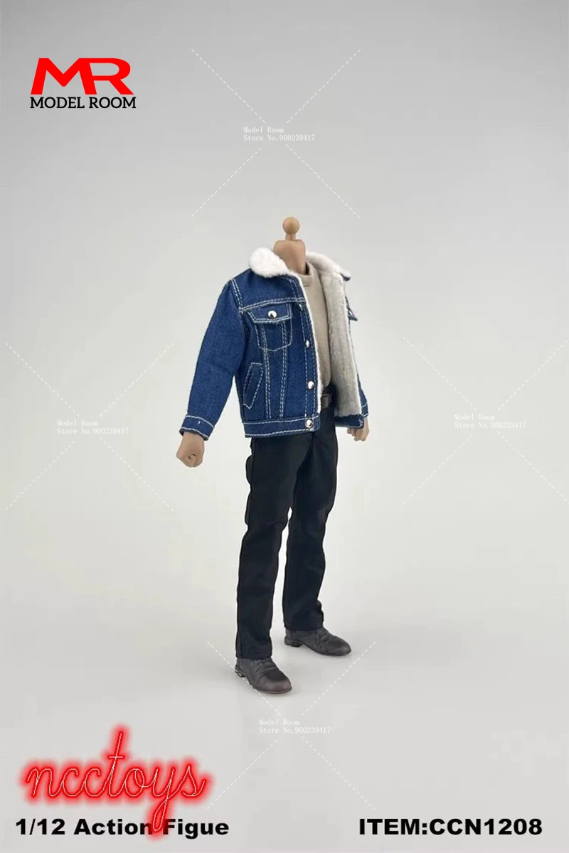 CCN1208 1/12 Scale Male Lamb Down Denim Jacket T-shirt Casual Pants Model Fit 6'' Notaman GWtoys Soldier Action Figure Body