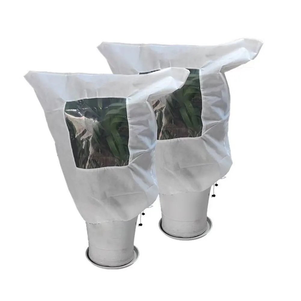 

2Pcs Antifreeze Plant Covers with See Through Window and Drawstring Closure for Frost Protection of Potted Plants