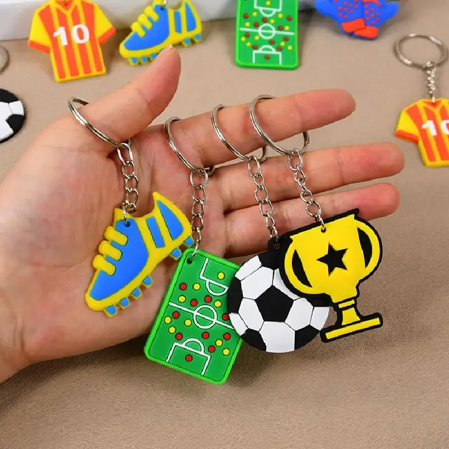 6/12Pcs Soccer Party Favors Keychains Kids Sports Football Birthday Party Goodie Pinata Fillers Toy Silicone Backpack Pendants view 3