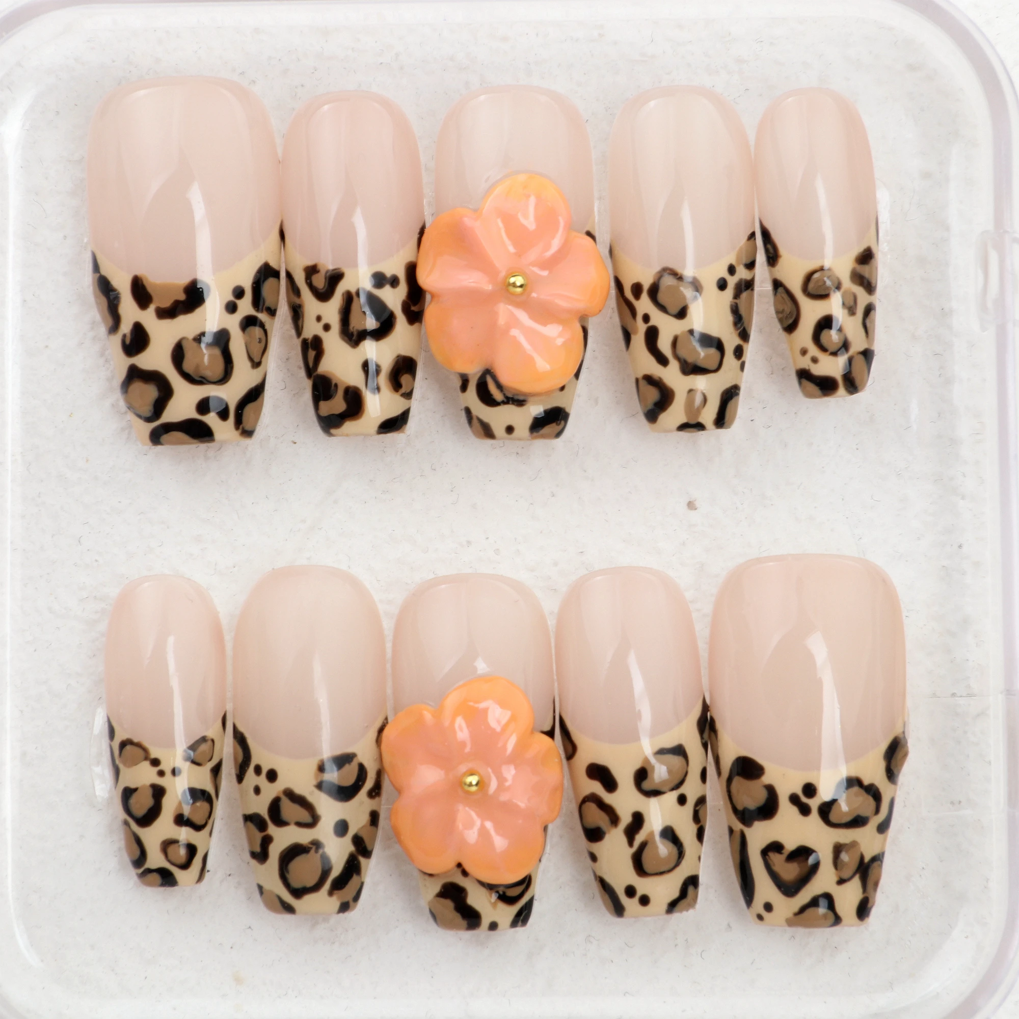 

10Pcs Handcrafted Flower Press On Nails,Custom FreeStyle Nail Set,False Nails,Acrylic Fake,y2k Holiday Floral Nails, Free Style