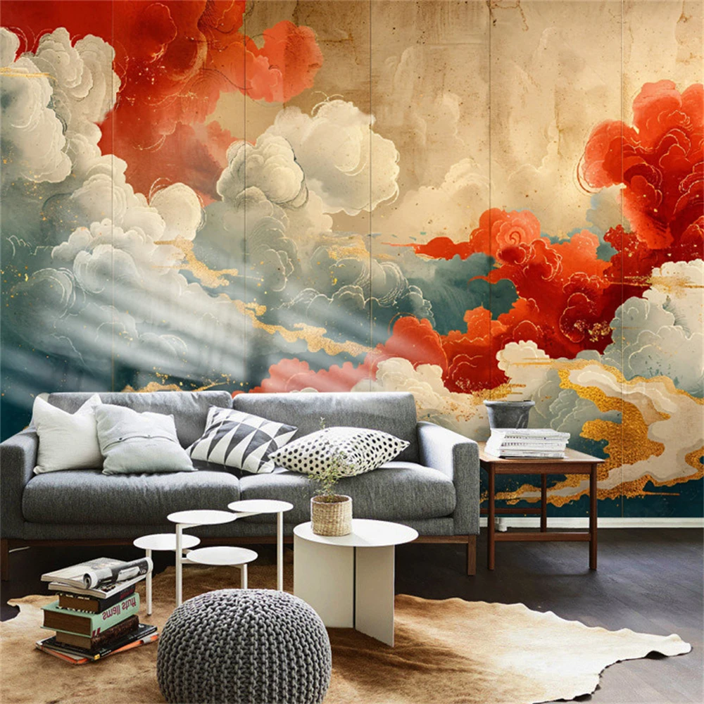 custom Cloud Wallpaper Art Internet Celebrity Studio Wallpaper TV Background 3D Wall paper Mural Retro Wallpaper home decoration