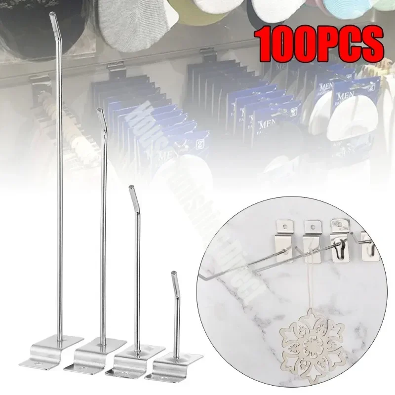 100pcs Metal Panel Holder Goods Shelf Storage Racks Retail Shop Peg Slatwall Hooks Heavy Duty Display Hooks