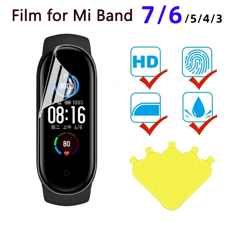 For Xiaomi Mi Band 7 6 5 4 3 2 Screen Protector Film Not Glass Miband 7 6 Miband5 4 3 Protective Film Smartwatch Accessories