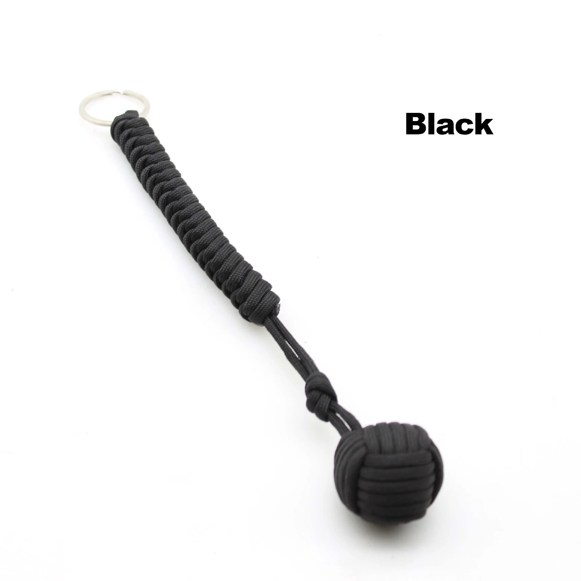Outdoor veiligheidsbescherming Black Monkey Fist stalen kogel voor meisje met zelfverdediging Lanyard Survival sleutelhanger gebroken ramen