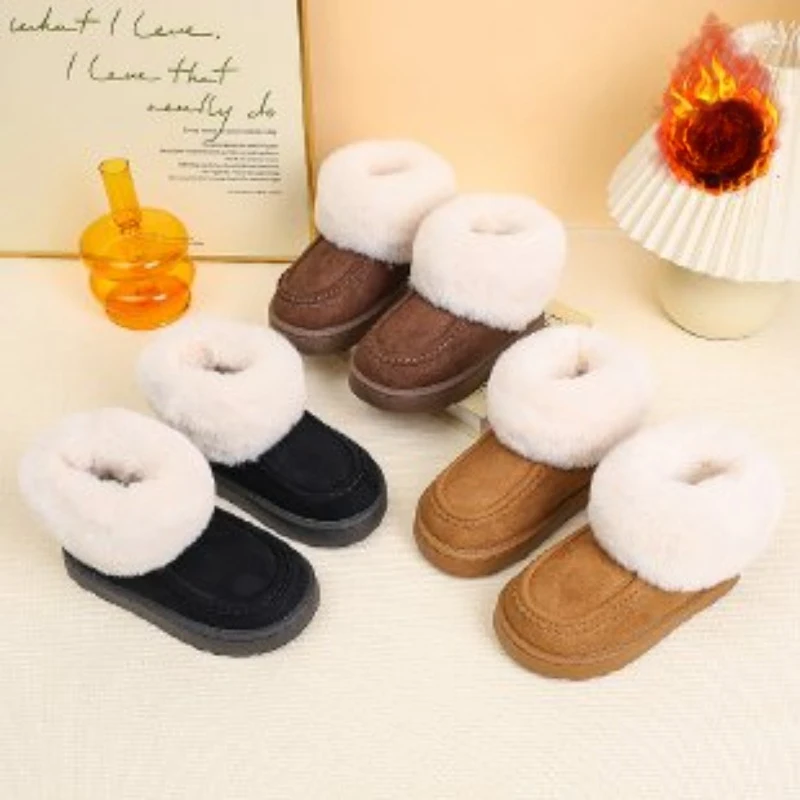 

2025 Winter New Children's Shoes Fashionable Thickened Warm Boots Soft Bottom Anti slip Fashionable Versatile Snow Boots