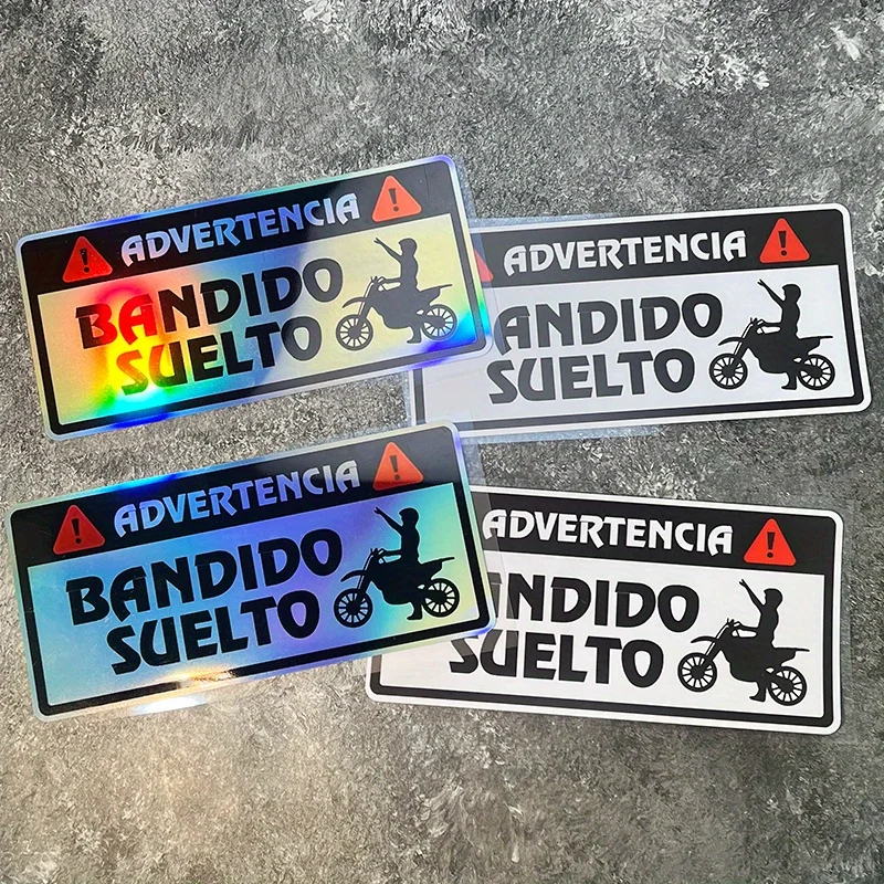 قطعة واحدة من Advertencia: ملصق حائط من الفينيل Bandido Suelto - Edgy Attitude Vibe لتخصيص الدراجة/الكمبيوتر المحمول/الهاتف/زجاجة المياه