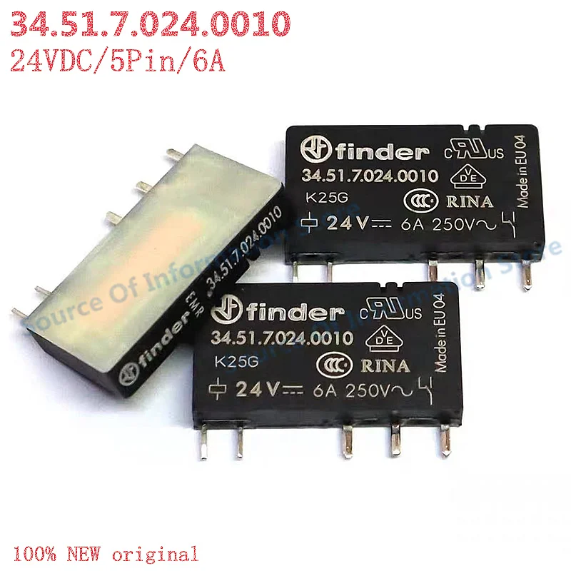 

34.51.7.024.0010 Finder Relay 24VDC 5-Pin 6A 100% NEW original