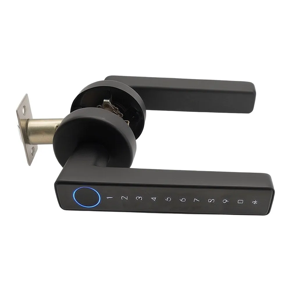 Digital Door Lock with Fingerprint Sensor USB-C Charging Port and Physical Key Override for Interior Applications