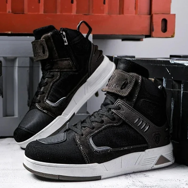 

Suede Fabric, Fashionable and Versatile, Mid-top Men's Large-sized Motorcycle Riding Boots, Outdoor Support and Protection Boots