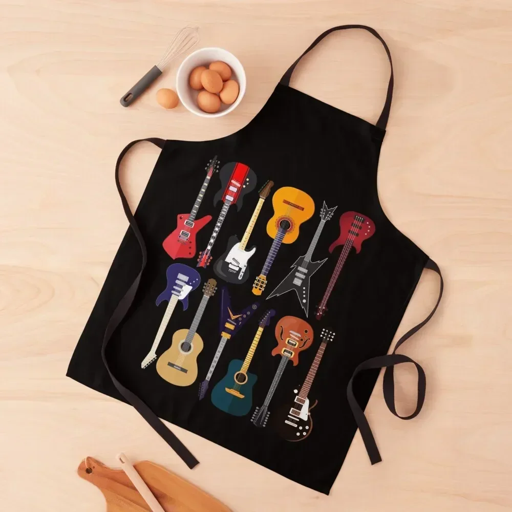 

Musician Different Types Of Guitar Apron household woman home women Apron