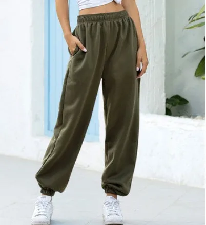 

Women Sports Sweatpants Spring Autumn Elastic High Waist Baggy Pants Female Gym Sports Joggers Basic Casual Trousers Bottoms