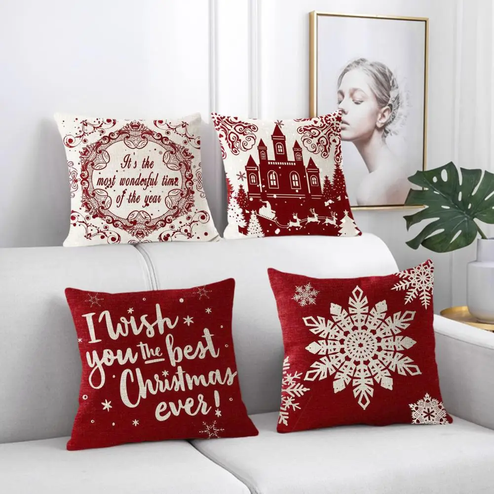 45x45cm Square Pillow Case Christmas Pillowcase Xmas Theme Hidden Zipper Dust Proof Bedroom Bed Throw Pillow Cover Cushion Cover