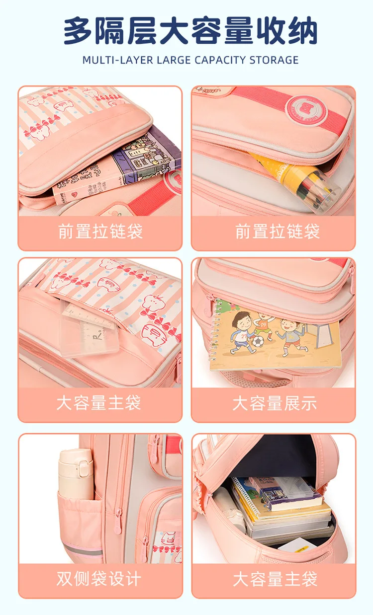 school bag Kids backpack water proof Preschool Ages 6-18 Spine protection Reduce the burden Large capacity