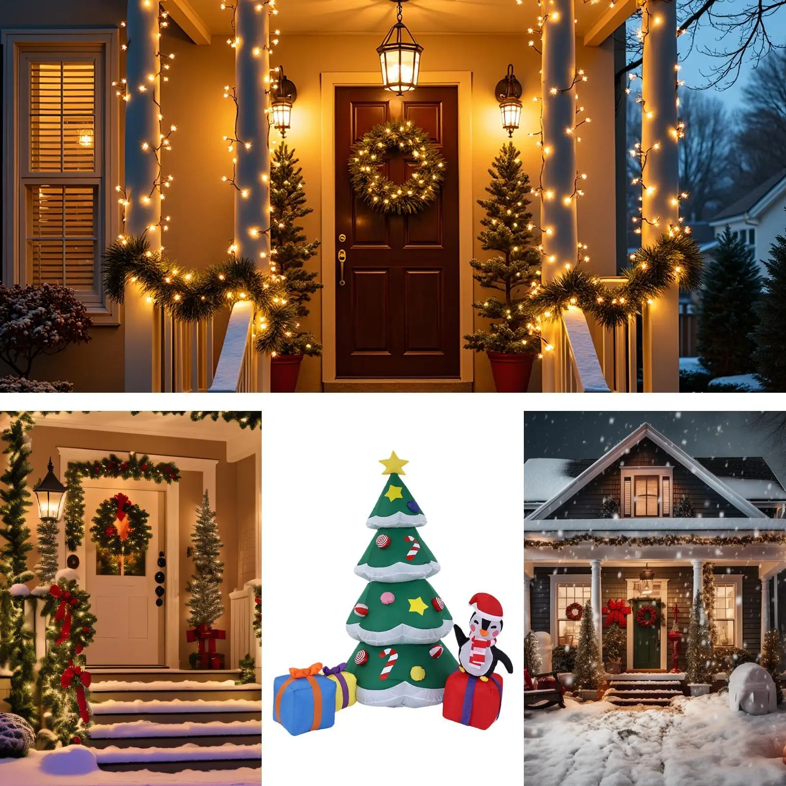 

Надувные рождественские украшения 5,9 фута с подсветкой, взорвать, декор для праздничной вечеринки, рождественская елка, надувные уличные украшения