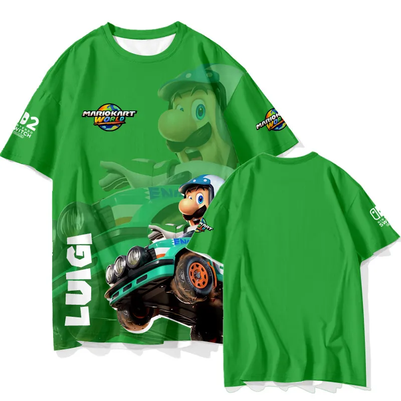 Mario Kart World Switch 2 Game Peripheral Quick Drying, Breathable and Comfortable Summer Parent-child Short Sleeved T-shirt