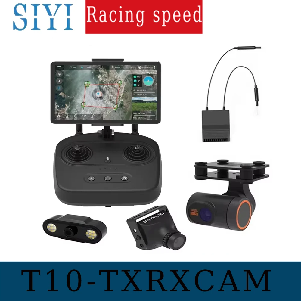 Skydroid T10 Remote Control Mini Camera 10km Digital Map Transmission 4 In 1 With R10 Reciever For RC Plant Protection Drone