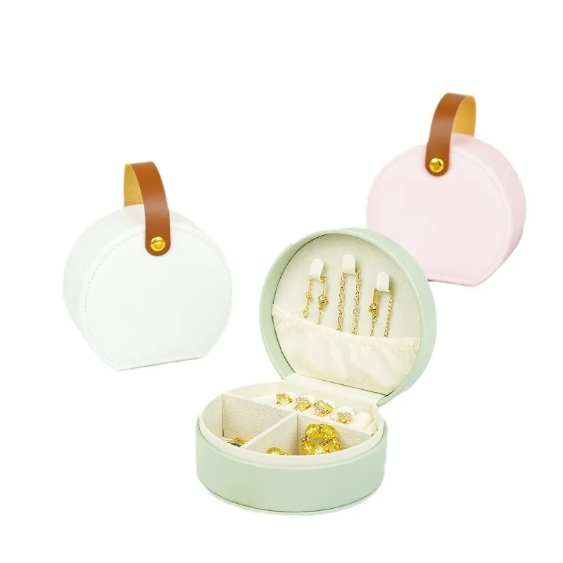 

PU Compact and Portable Earring Ring Necklace Storage Hand-held Jewelry Storage Box and Bag