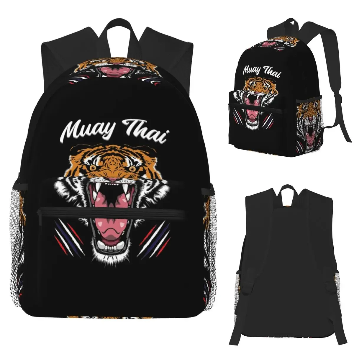 Tiger Muay Thai Thailand Boxing Fighter Student Backpack School Bag Hiking Travel Daypack for Boys Girls Bookbag Shoulder Bags