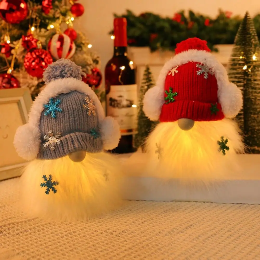 Sprite Elf Gnome Lights Luminous Music Knitted Hat Gnome Glowing Doll With Lights Glowing Christmas Dwarf Decoration