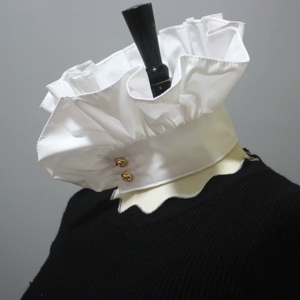 

Women Vintage White Stand Collar Fake Collar For Photograph Girls Performance Cosplay Detachable Collar TB225