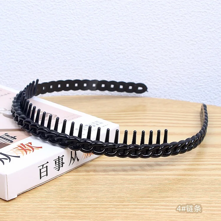 Simple Black Plastic Long Tooth Headband Non-slip Headband Bright Spray Paint Tooth Comb Hairpin Wave Braid Headpin