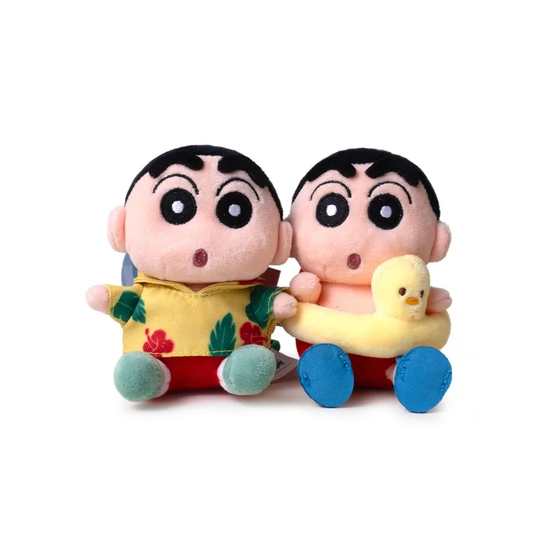 2025 New Kawaii Crayon Shin Chan Beach Series Plush Doll Cartoon Creative Backpack Pendant Keychain Children's Festival Gift