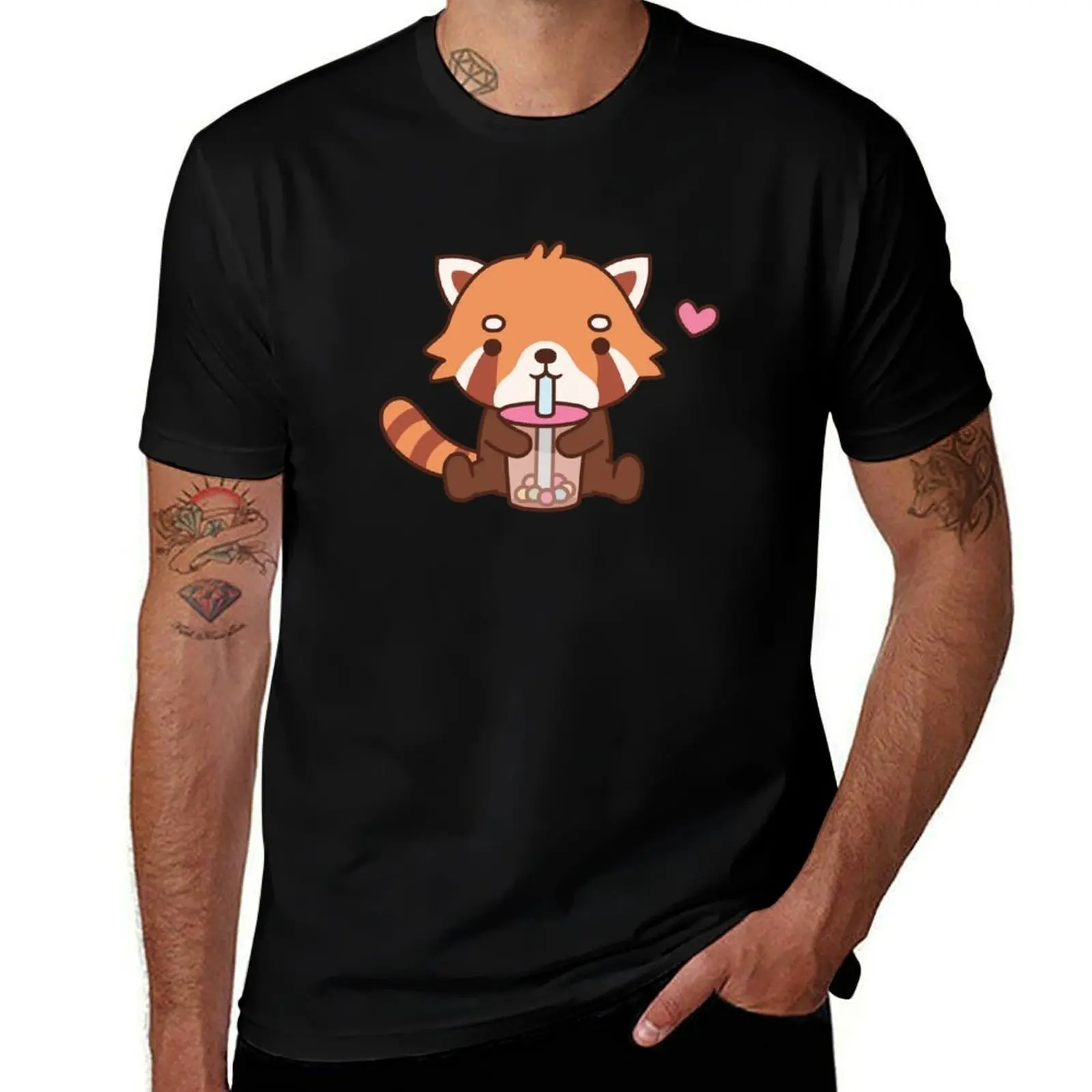 

Cute Red Panda Drinking Bubble Tea T-Shirt t shirt man cotton cotton t shirt man man t shirt cotton T-Shirt