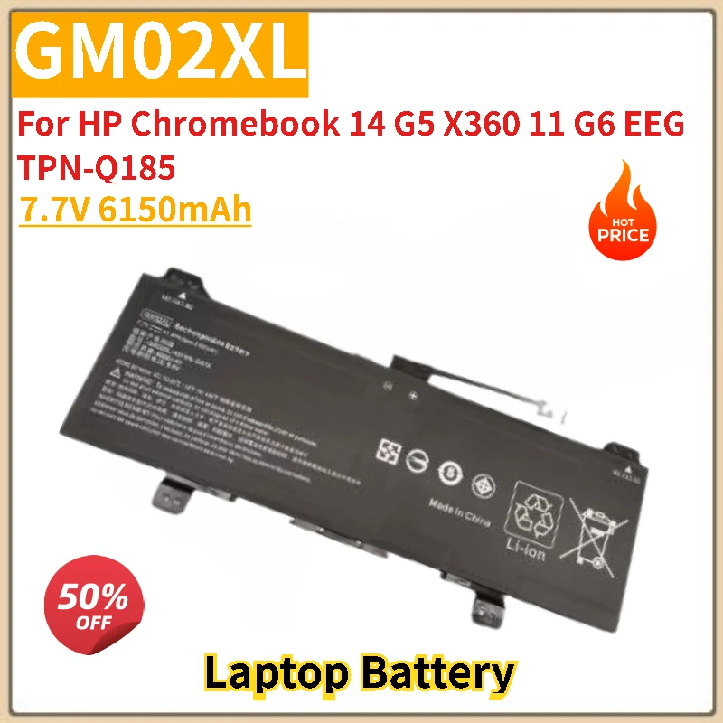 

GM02XL 7.7V 6150mAh Laptop Battery For HP Chromebook 14 G5 X360 11 G6 EEG TPN-Q185 Brand New High Quality Replacement Battery