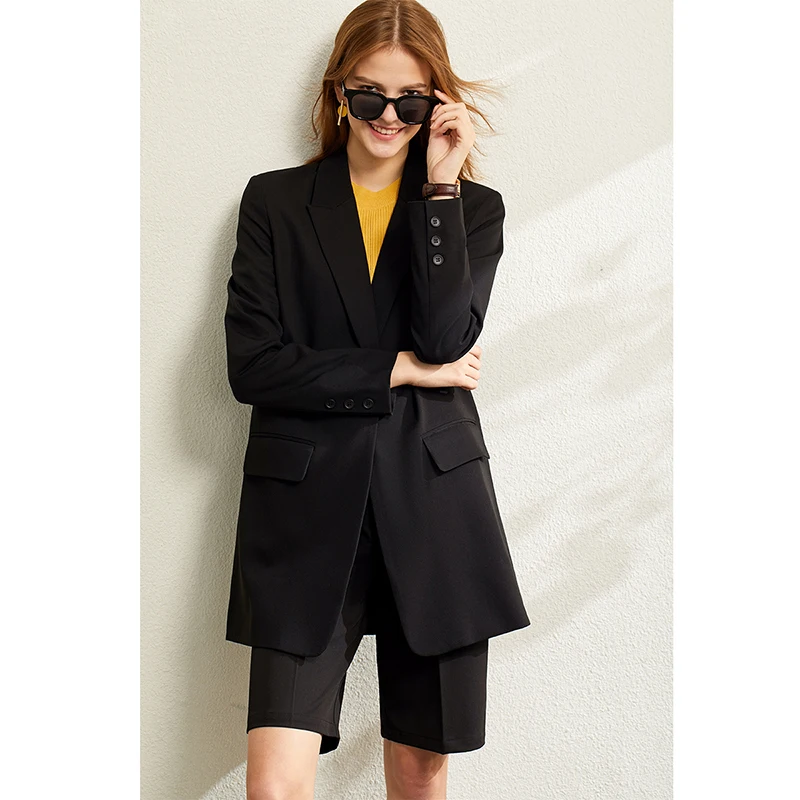 Amii Minimalismus Blazer für Frauen Koreanisch Frühling neue lose Büro Dame Damen Jacke Mode schwarz festen weiblichen Mantel