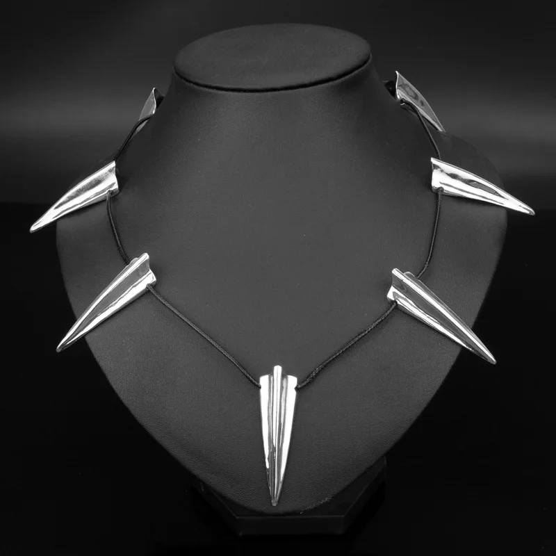Estilo de película Collar de Pantera Negra Máscara de Pantera Negra Dientes de Lobo Chapado en Oro Negro Colgante Cadena de Clavícula Accesorios de Cosplay