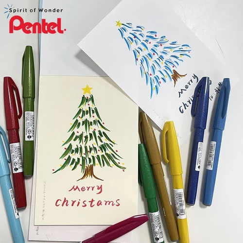 Imagen 2 del producto Bolígrafo de Gel Pentel japonés SES15C, pincel táctil, bolígrafo con punta Flexible, marcadores de colores de punta suave, suministros de arte para volver a la escuela, 1 ud.